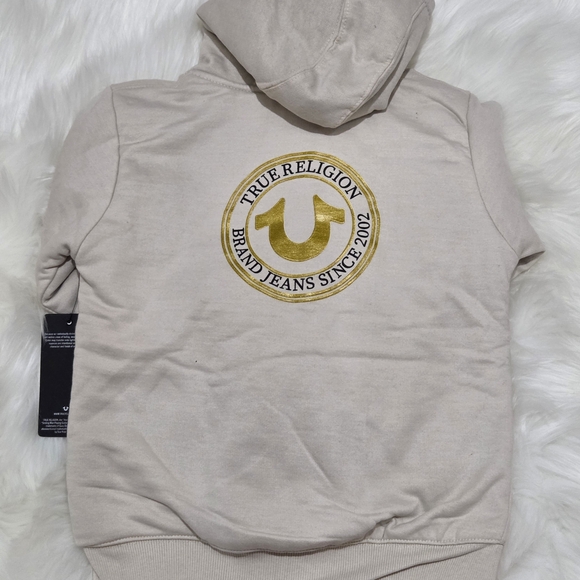 True Religion Beige Kids Hoodie with Logo - Picture 5 of 5